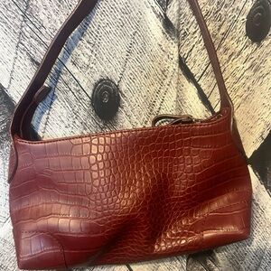 Nine West Red Croc-Embossed Shoulder Bag